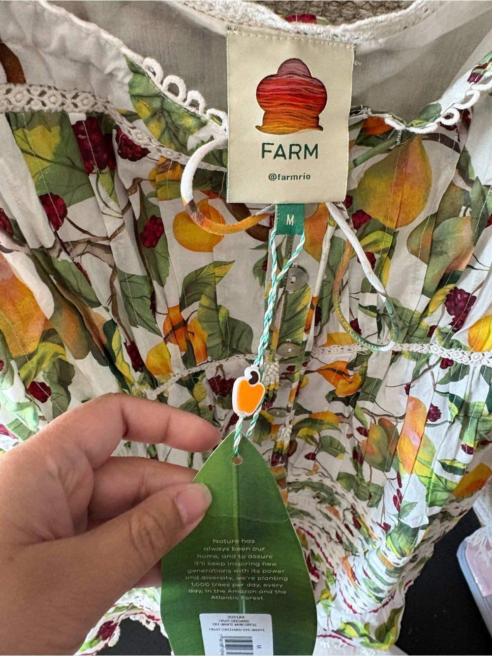 FARM Rio Lemon & Floral Puff-Sleeve Mini Dress in White, Yellow & Green - Picture 4 of 8